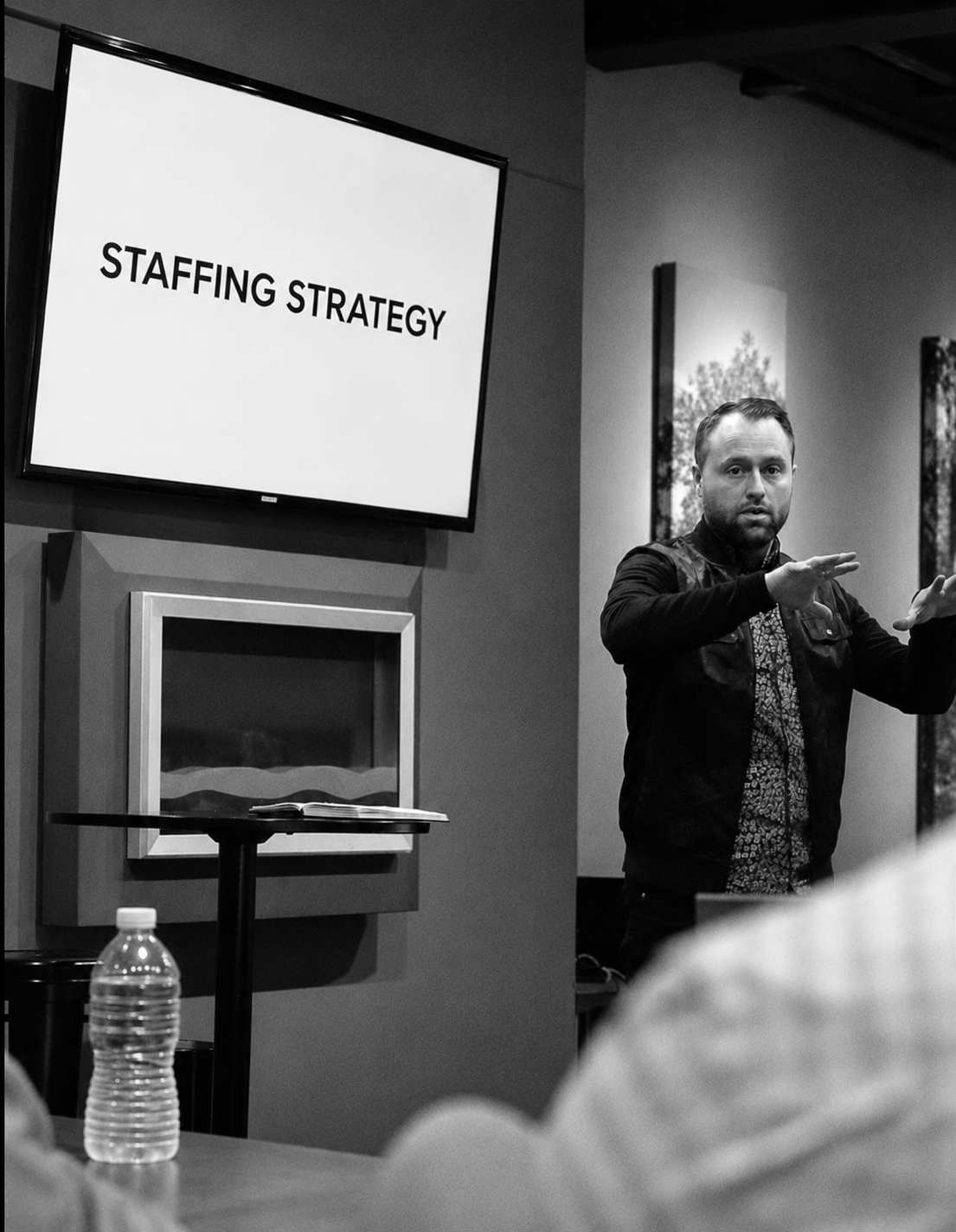Anthony presenting staffing strategy